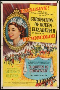 8x689 QUEEN IS CROWNED 1sh '53 Queen Elizabeth II's coronation documentary!