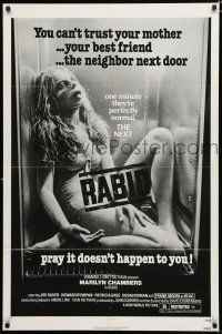 8x691 RABID 1sh '77 gruesome image of girl dead in refrigerator, David Cronenberg directed!