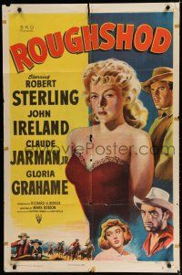 8x726 ROUGHSHOD style A 1sh '49 super sleazy Gloria Grahame isn't good enough to marry!