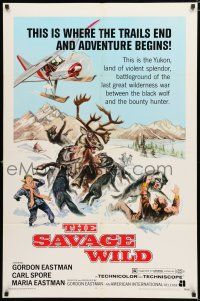 8x735 SAVAGE WILD 1sh '70 Yukon animal violence, Gordon Eastman, AIP!