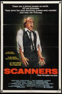 8x737 SCANNERS 1sh '81 David Cronenberg, in 20 seconds your head explodes!
