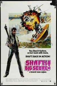 8x755 SHAFT'S BIG SCORE 1sh '72 great artwork of mean Richard Roundtree with big gun by John Solie!