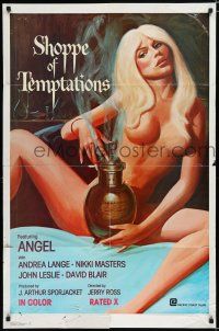 8x765 SHOPPE OF TEMPTATIONS 1sh '79 sexy art of naked woman holding smoking jar!