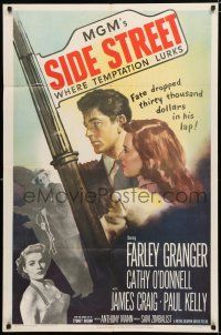 8x766 SIDE STREET 1sh '50 fate dropped thirty thousand dollars in Farley Granger's lap!