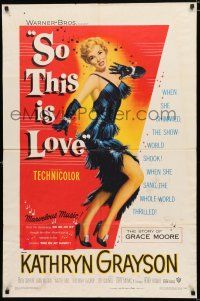 8x784 SO THIS IS LOVE 1sh '53 full-length art of sexy Kathryn Grayson as shimmy dancer Grace Moore!