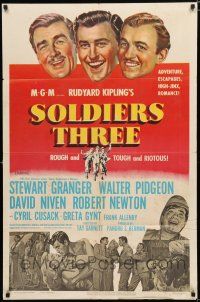 8x786 SOLDIERS THREE 1sh '51 Stewart Granger, Walter Pidgeon & David Niven!