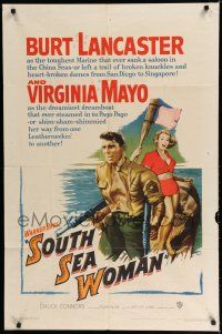 8x794 SOUTH SEA WOMAN 1sh '53 leatherneckin' Burt Lancaster & sexy Virginia Mayo!