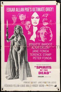8x799 SPIRITS OF THE DEAD int'l 1sh '69 Federico Fellini, Reynold Brown artwork of sexy Jane Fonda!