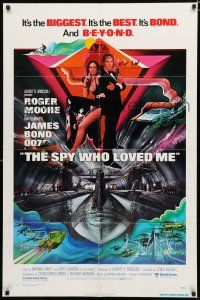 8x803 SPY WHO LOVED ME 1sh '77 cool art of Roger Moore as James Bond by Bob Peak!