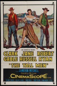 8x845 TALL MEN 1sh '55 full-length art of Clark Gable, sexy Jane Russell showing leg & Robert Ryan
