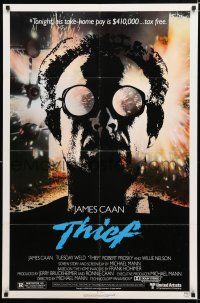 8x861 THIEF 1sh '81 Michael Mann, really cool image of James Caan w/goggles!