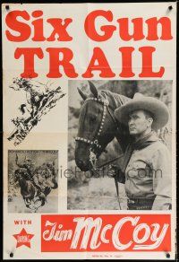 8x875 TIM MCCOY stock 1sh '40s art of classic cowboy on his horse & holding two guns + photo!