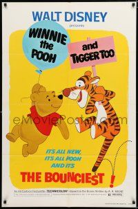 8x969 WINNIE THE POOH & TIGGER TOO 1sh '74 Walt Disney, characters created by A.A. Milne!