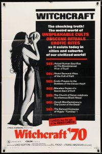 8x971 WITCHCRAFT '70 1sh '70 Italian horror, image of sexy nearly-naked girl kissing skull!
