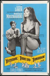 8x986 YESTERDAY, TODAY & TOMORROW 1sh '64 sexy Sophia Loren, Marcello Mastroianni, De Sica!