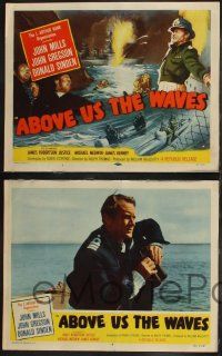 8y044 ABOVE US THE WAVES 8 LCs '56 John Mills & English WWII sailors in ship sunk by submarine!
