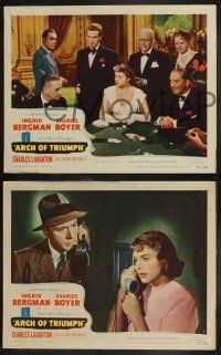 8y895 ARCH OF TRIUMPH 3 LCs '47 Ingrid Bergman, Charles Boyer, great casino gambling image!