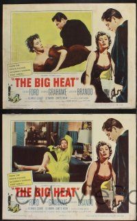 8y091 BIG HEAT 8 LCs '53 great images of Glenn Ford & sexy Gloria Grahame, Fritz Lang noir!