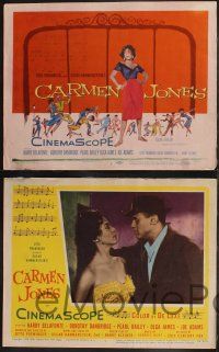 8y124 CARMEN JONES 8 LCs '54 great full-length tc artwork of sexy Dorothy Dandridge, Belafonte!