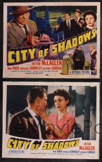 8y137 CITY OF SHADOWS 8 LCs '55 tough gangster Victor McLaglen in New York City, Kathleen Crowley!