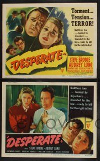 8y174 DESPERATE 8 LCs '47 Steve Brodie & Audrey Long kill for the right to live, Anthony Mann noir!