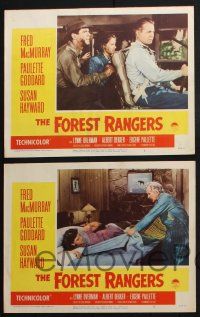 8y791 FOREST RANGERS 5 LCs R58 Fred MacMurray, Paulette Goddard, Lynne Overman, cool fire scene!