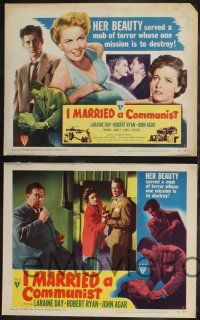 8y298 I MARRIED A COMMUNIST 8 LCs '49 police look at Laraine Day on ground w/wounded Robert Ryan!