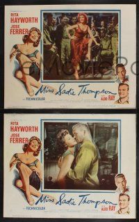 8y927 MISS SADIE THOMPSON 3 LCs '53 images of sexy Rita Hayworth w/ Aldo Ray & Charles Bronson!
