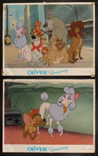 8y471 OLIVER & COMPANY 8 LCs '88 cartoon images of Walt Disney cats & dogs in New York City!