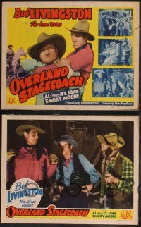 8y480 OVERLAND STAGECOACH 8 LCs '42 Bob Livingston as the Lone Rider & Fuzzy St John with guns drawn