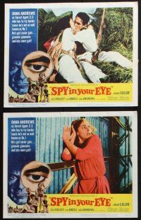 8y765 SPY IN YOUR EYE 6 LCs '66 Brett Halsey, art of Dana Andrews who has gals and groovy gimmicks!