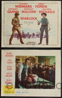 8y657 WARLOCK 8 LCs '59 cool images of cowboys Henry Fonda & Richard Widmark, Anthony Quinn!