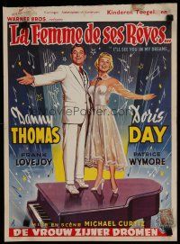 8z549 I'LL SEE YOU IN MY DREAMS Belgian '53 JA artwork of Doris Day & Danny Thomas!