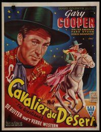 8z615 WESTERNER Belgian R50s cool art of Gary Cooper close-up & on horseback!