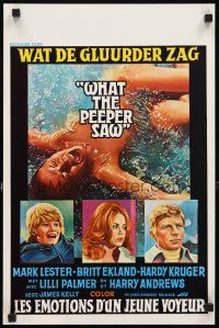 8z616 WHAT THE PEEPER SAW Belgian '72 Mark Lester, sexy Britt Ekland, Hardy Kruger, Lilli Palmer!