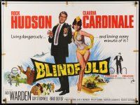 8z427 BLINDFOLD British quad '66 Rock Hudson, Claudia Cardinale, greatest security trap ever devised