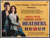 8z451 HEATHERS British quad '89 close up of pretty Winona Ryder & Christian Slater!