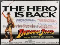 8z457 INDIANA JONES & THE TEMPLE OF DOOM British quad '84 full-length art of Harrison Ford!