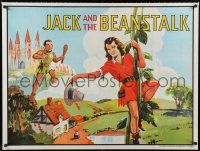 8z459 JACK & THE BEANSTALK stage play British quad '30s artwork of female Jack & giant!