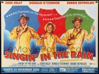 8z496 SINGIN' IN THE RAIN advance British quad R00 Gene Kelly, O'Connor, Debbie Reynolds, classic!