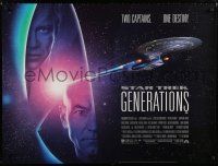 8z497 STAR TREK: GENERATIONS DS British quad '94 Stewart as Picard & Shatner as Kirk, two captains!