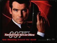 8z509 TOMORROW NEVER DIES teaser DS British quad '97 close-up of Pierce Brosnan as James Bond 007!