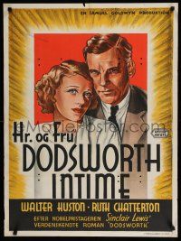 8z784 DODSWORTH Danish R50s William Wyler, artwork of pretty Ruth Chatterton & Walter Huston!