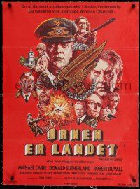 8z788 EAGLE HAS LANDED Danish '77 cool art of Michael Caine & Donald Sutherland in World War II!