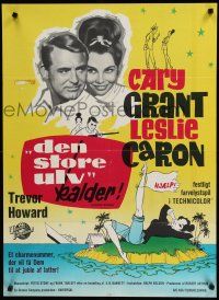 8z793 FATHER GOOSE Danish '65 art & image of sea captain Cary Grant & pretty Leslie Caron!