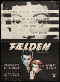 8z828 SECRET FURY Danish '50 Claudette Colbert, Robert Ryan, directed by Mel Ferrer!