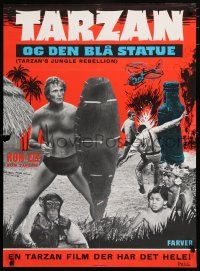 8z841 TARZAN'S JUNGLE REBELLION Danish '72 Ron Ely in loincloth, cool action images!