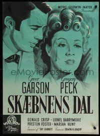 8z846 VALLEY OF DECISION Danish '48 artwork of pretty Greer Garson romanced by Gregory Peck!