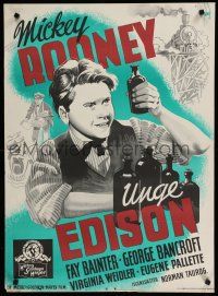 8z850 YOUNG TOM EDISON Danish '45 Lundvald dedicated young inventor Mickey Rooney!