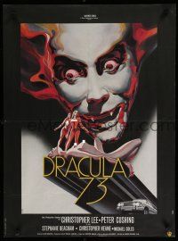 8z246 DRACULA A.D. 1972 French 23x32 '73 Hammer, cool artwork of vampire Christopher Lee!